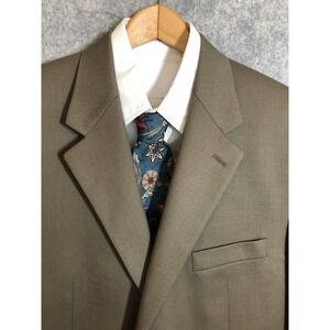 Chaps Blazer Mens 42R Brown Wool Blue Business Casual Classic Suit Coat Jacket